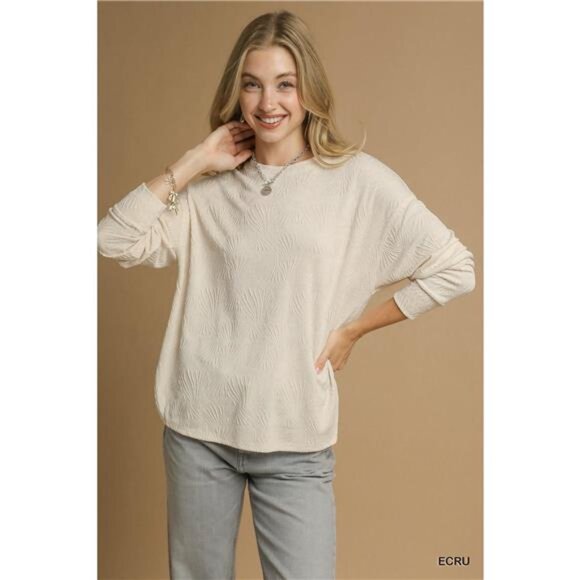 ✨NWT Umgee Textured Knit Long Sleeve Top - Picture 1 of 5